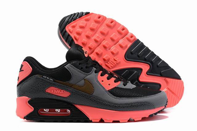 Nike Air Max 90 Mens Shoes Black Grey Red-01 - Click Image to Close